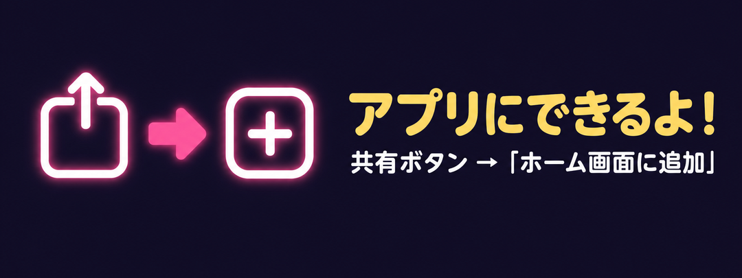 共有ボタン→「ホーム画面に追加」でアプリにできるよ
